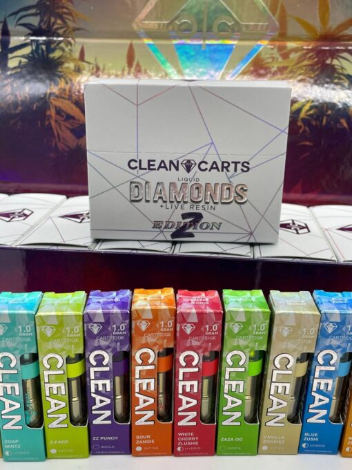image-showing-box-of-clean-carts-1g-liquid-daimond-live-resin-and-single-products-infront